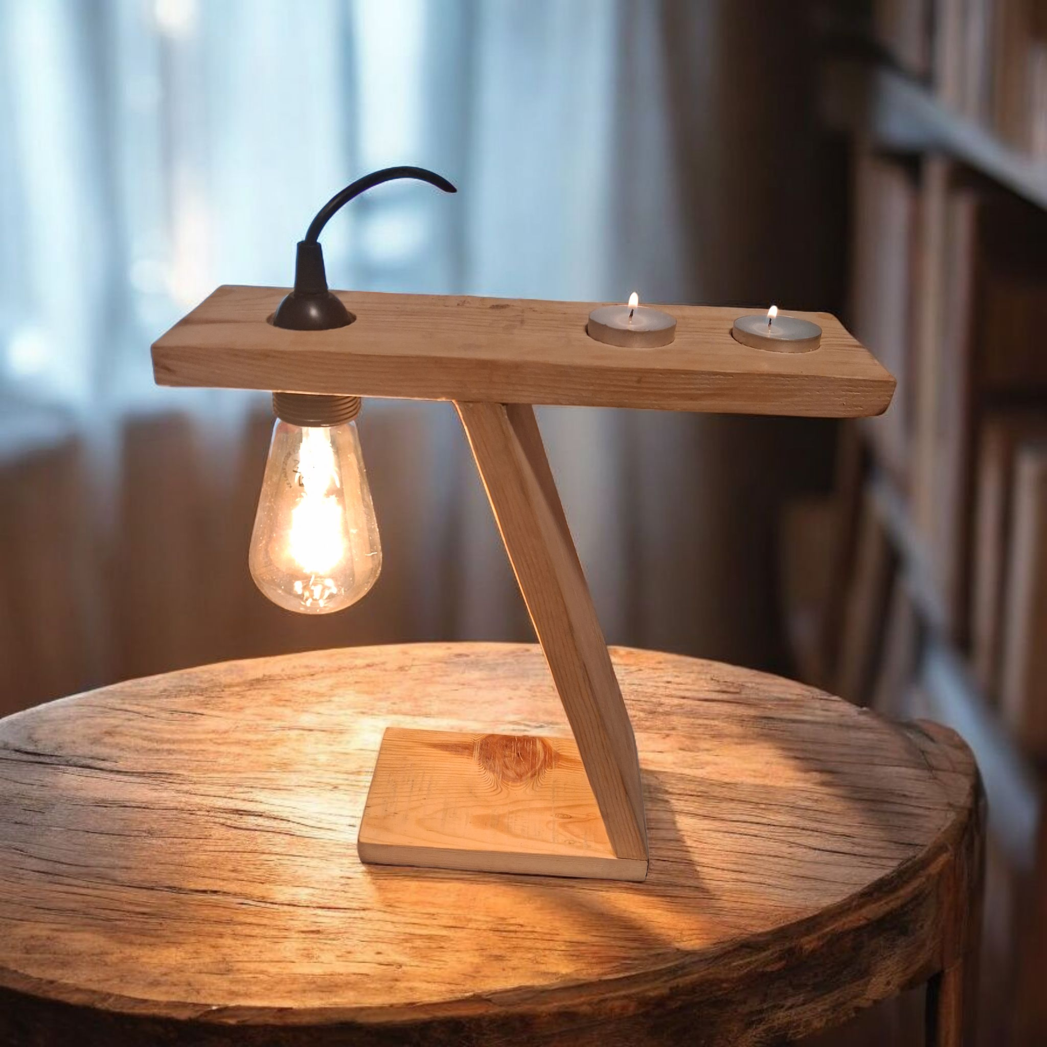 masa lambası isterseniz de gece lambası mum koyma yeri ile görseli